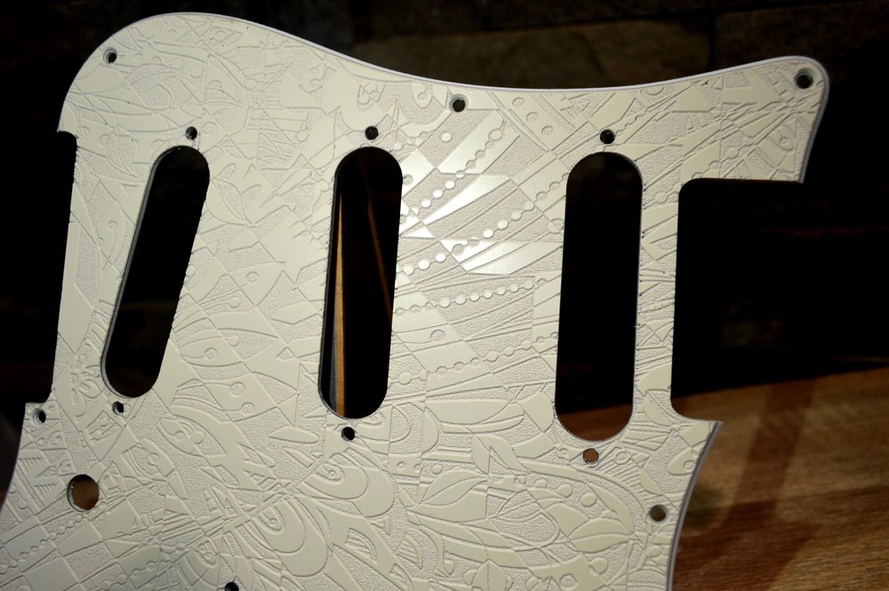 Custom Ash White Textured Psychedelic Pickguard - Fits PRS Silver Sky