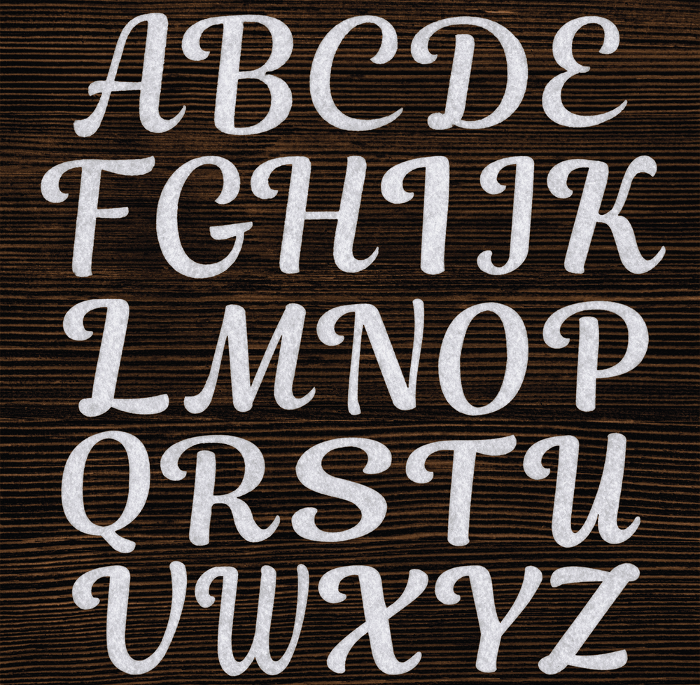 Felt Cursive Letter Patch 26 Piece Kit, Script Iron On Felt Appliques