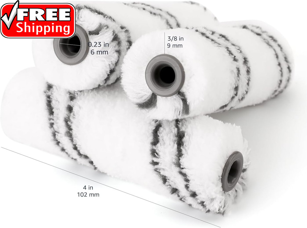 Microfiber Paint Roller Covers for Smooth Finish, Shedless, Washable, 4", 24-Pac