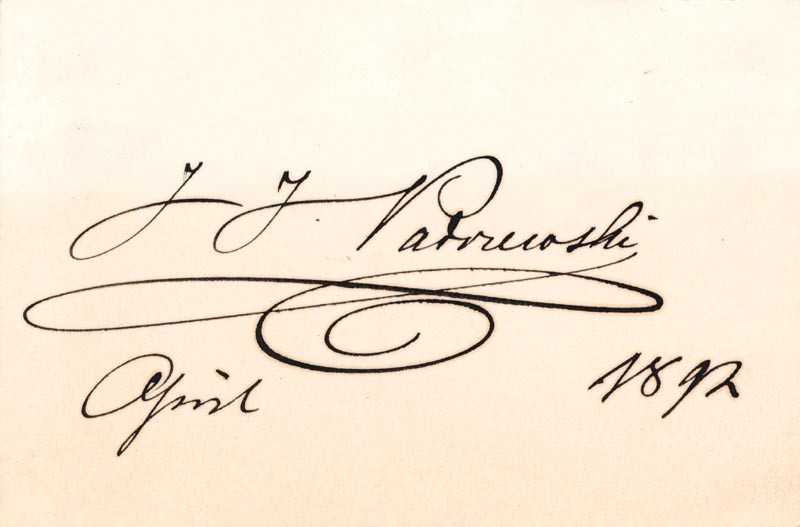 IGNACY JAN PADEREWSKI - AUTOGRAPH 04/1892
