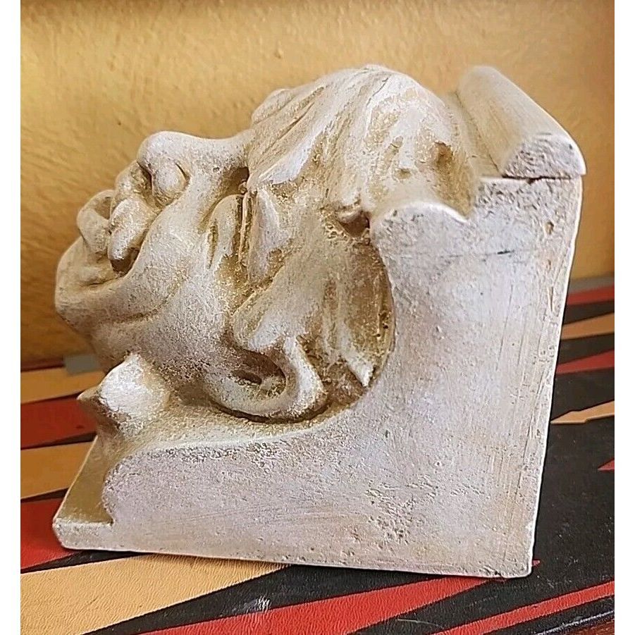 Antique Sandstone Old Monk Bracket Wall Plaque Statue