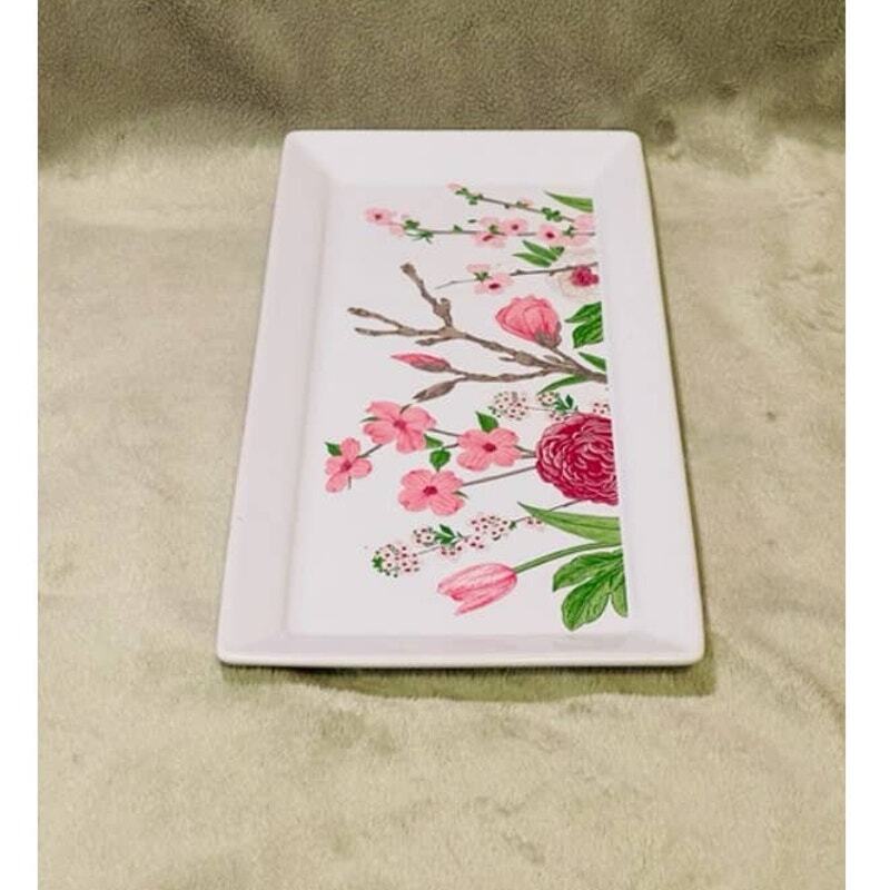 Grove Collaborative Cherry Blossoms Stoneware Tray