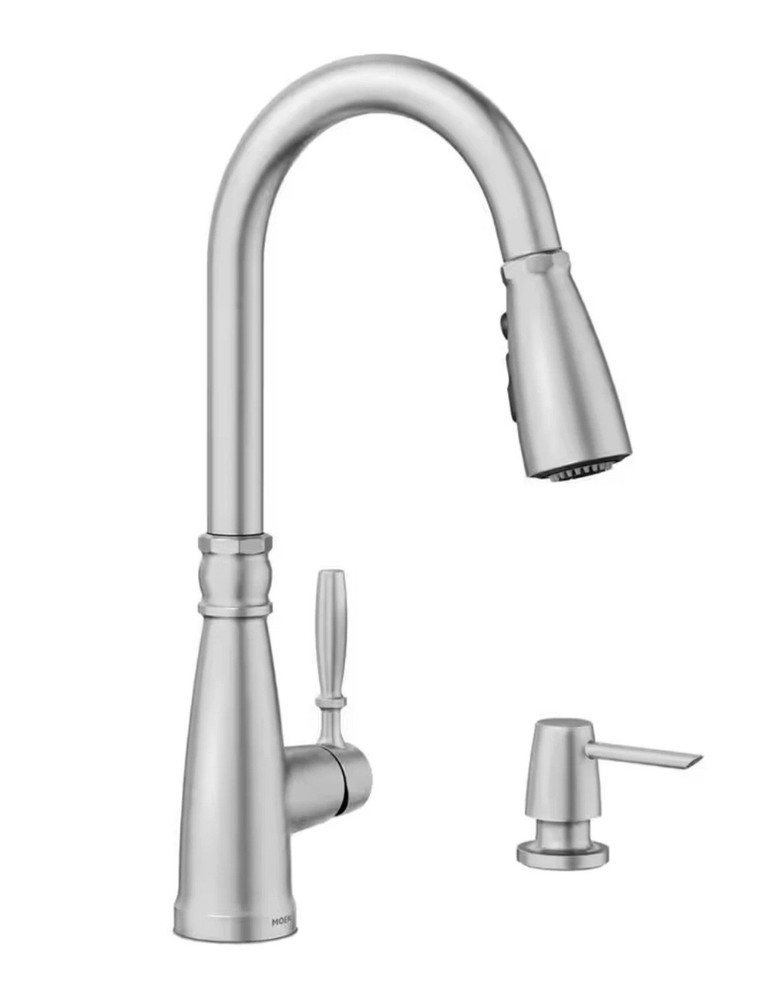 Scratch! MOEN Boman Single Handle Pull-Down Sprayer Kitchen Faucet w/ Soap