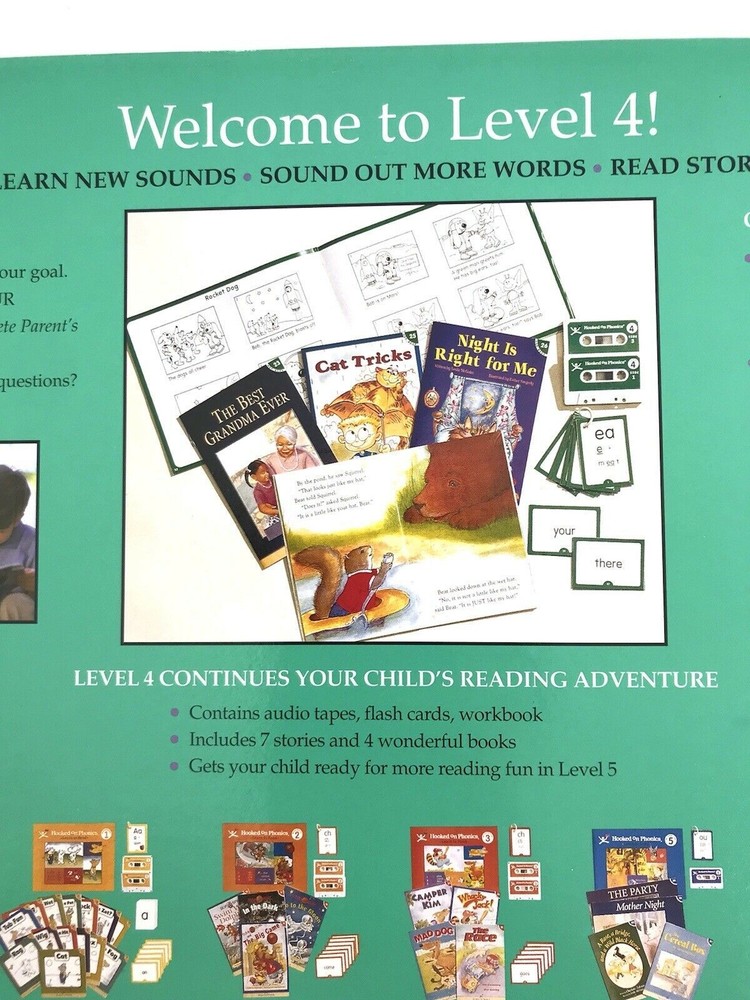 HOOKED ON PHONICS Learn To Read LEVEL 4 & 5 COMPLETE Tapes Flashcards Workbooks+