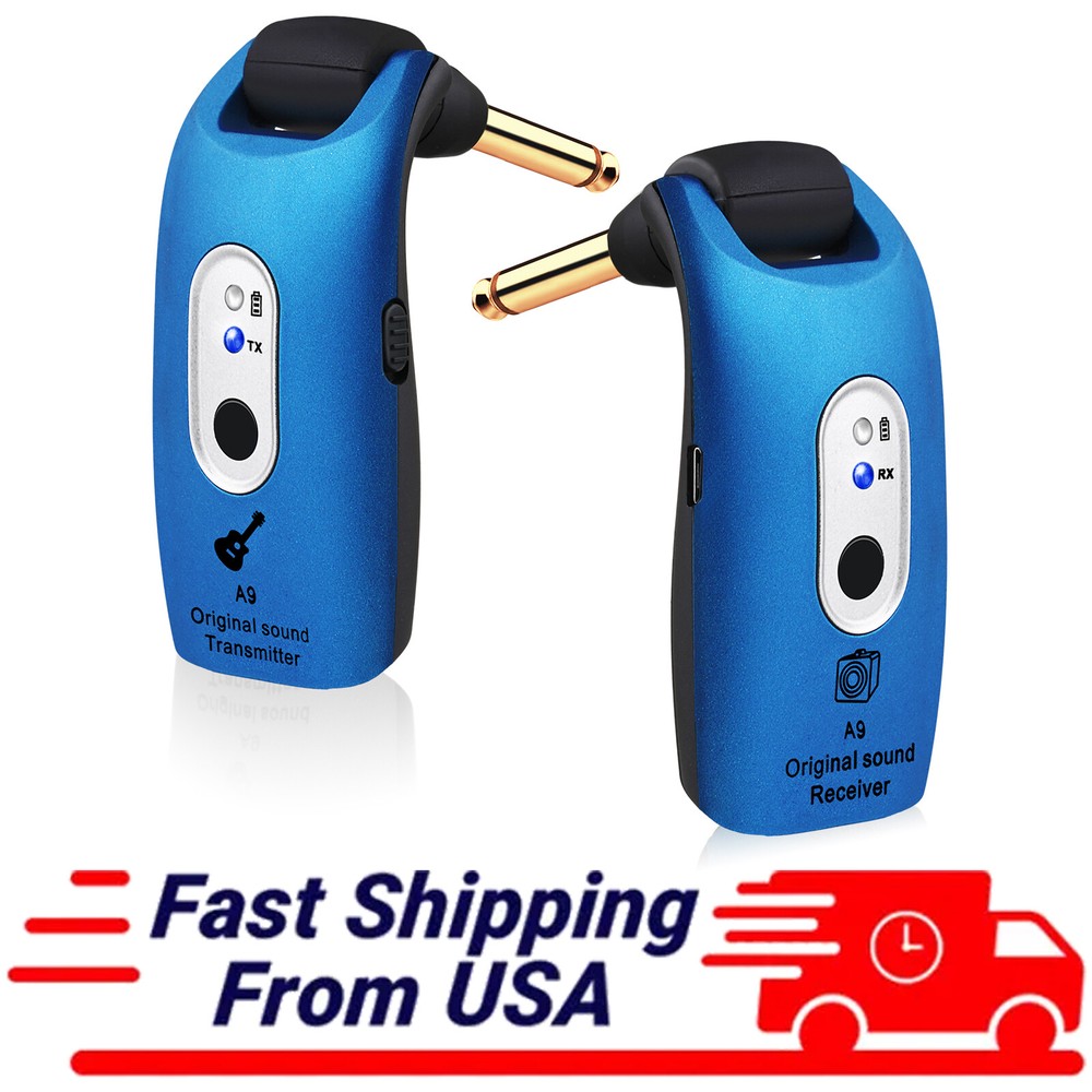 Upgraded 2.4GHz Guitar Wireless System Transmitter Receiver Rechargeable 100ft