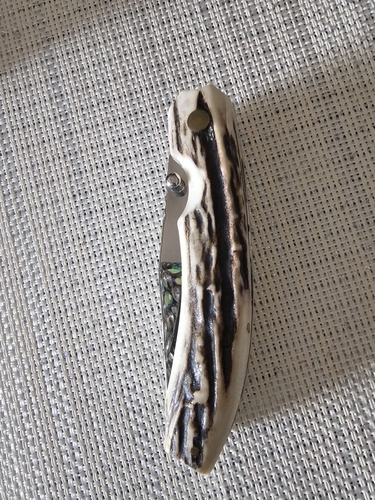 Handmade Stag Handle Stainless Steel Drop Point Folding Pocketknife