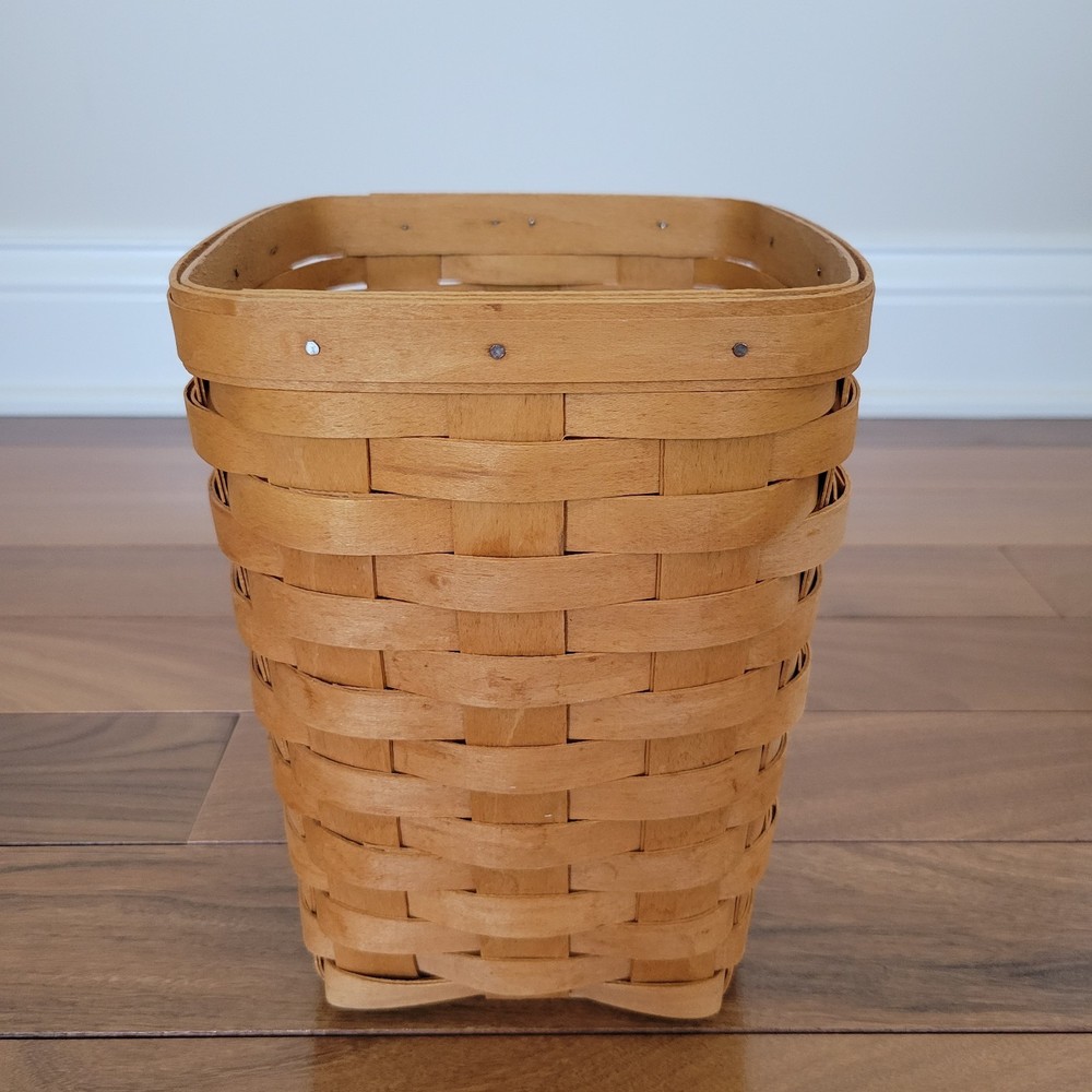 Longaberger Medium Spoon Basket Vintage 1997, Blue Plaid liner (Threadbare)