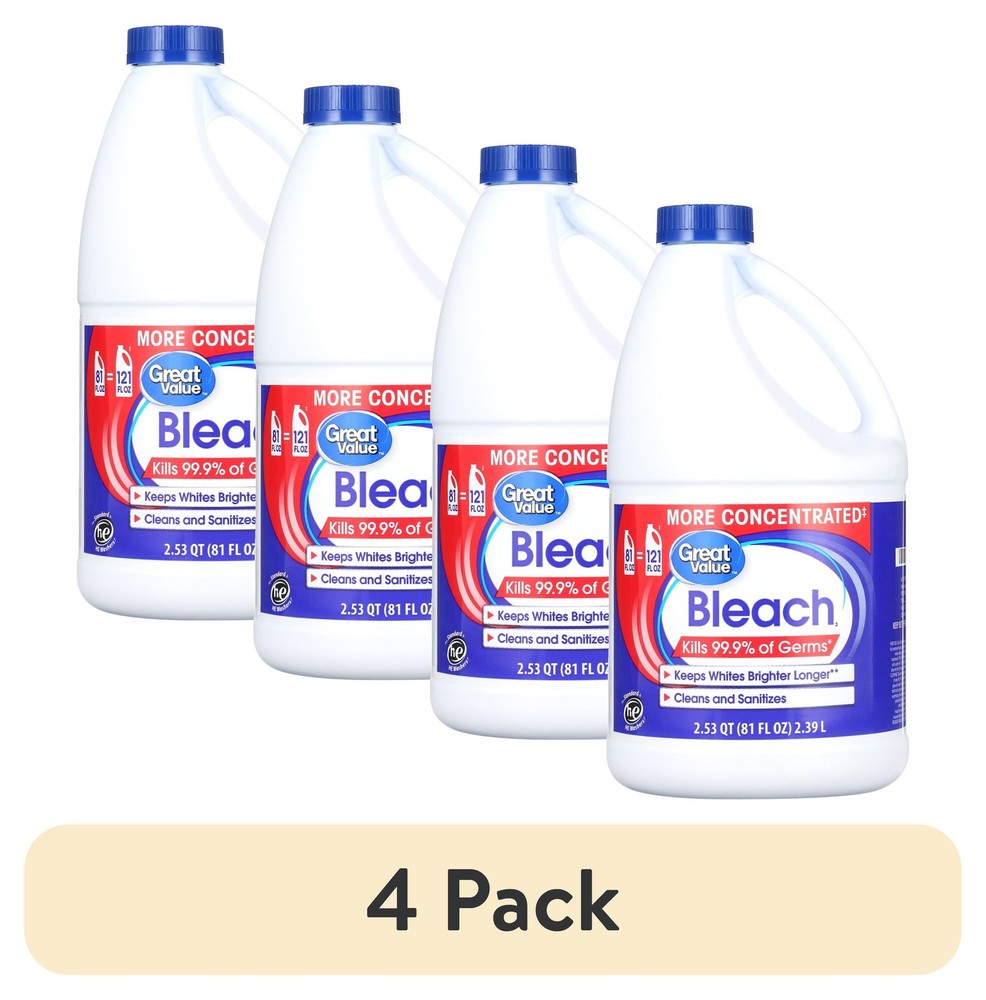 (4 pack) Great Value Bleach, 81 fl oz
