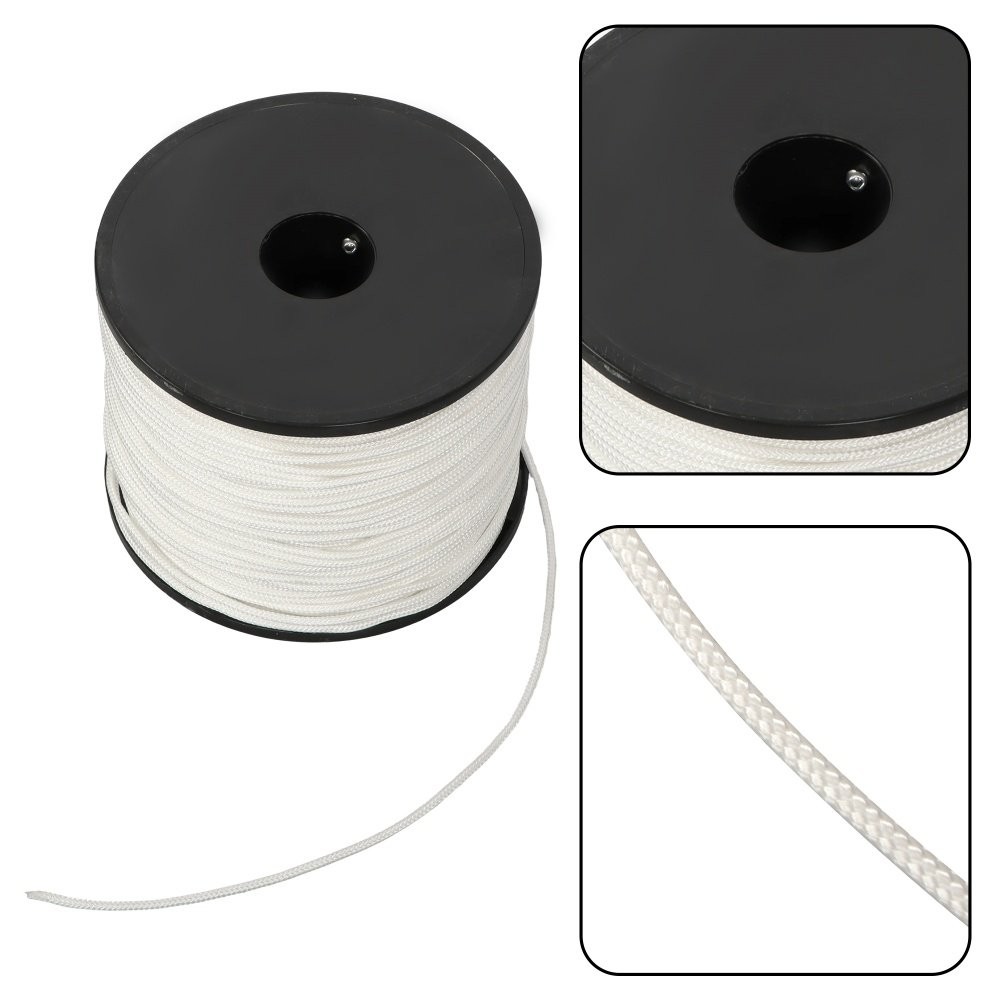 1/8" × 500' White Nylon Rope Sturdy Spool Solid Braid Rope Abrasion Resistance