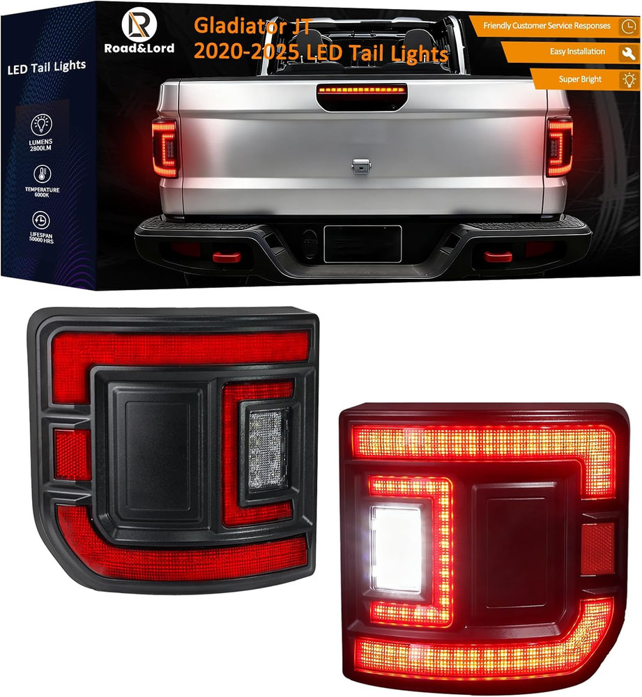 Gladiator JT LED Tail Lights, LED Tail Lights Compatible with 2020-2025 Jeep Gla