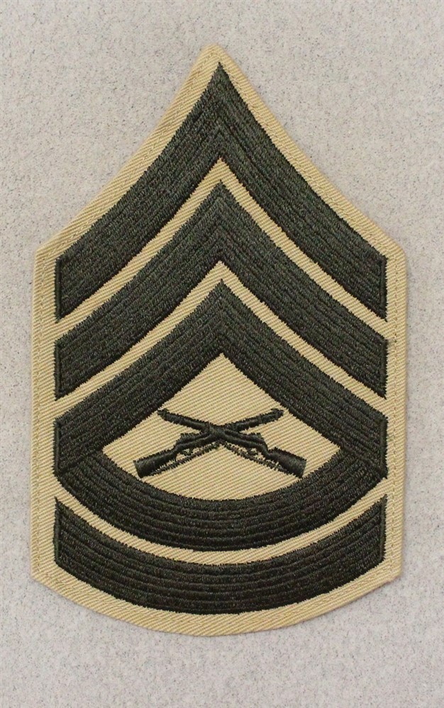 USMC Marine Rank Chevron 848: Gunnery Sergeant, single - khaki