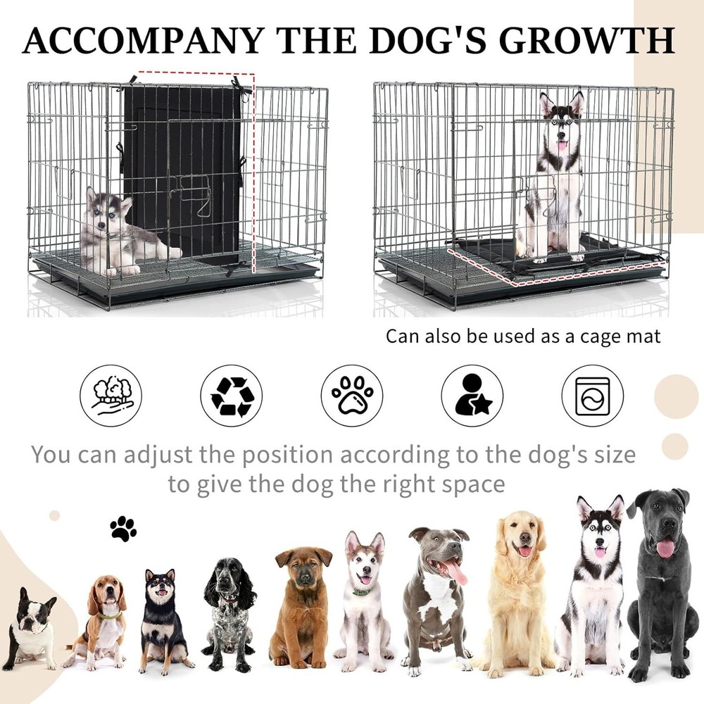 Adjustable Dog Crate Divider Panel for Medium Dogs, Black, Easy Clean, 24 Inch