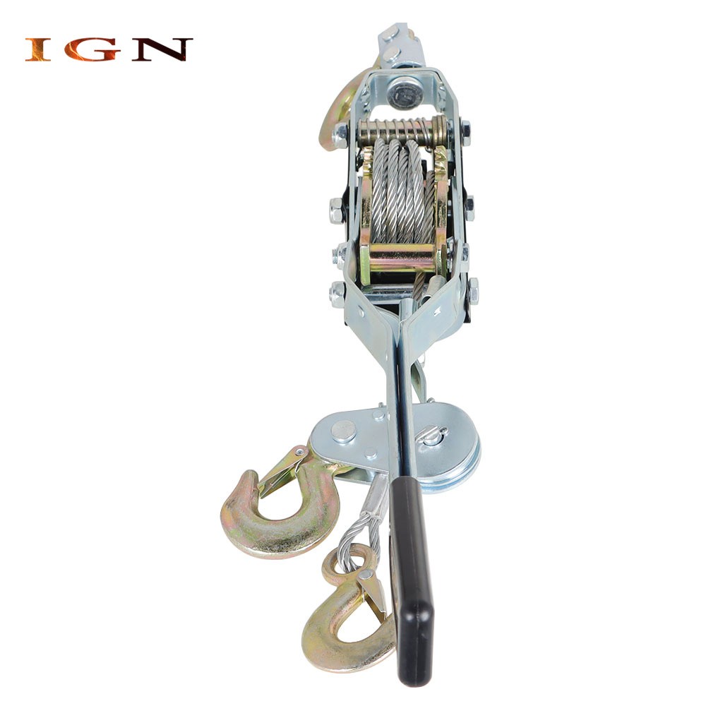 New Dual Gear Power Puller Steel Cable Handle 4 Ton Power Puller With 3 Hooks