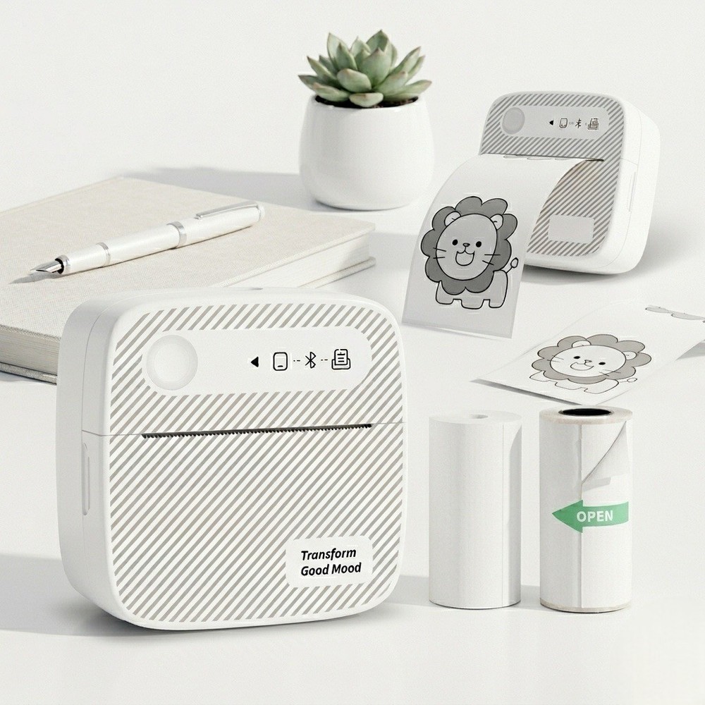 Portable Bluetooth Thermal Label Maker Printer with Paper Rolls