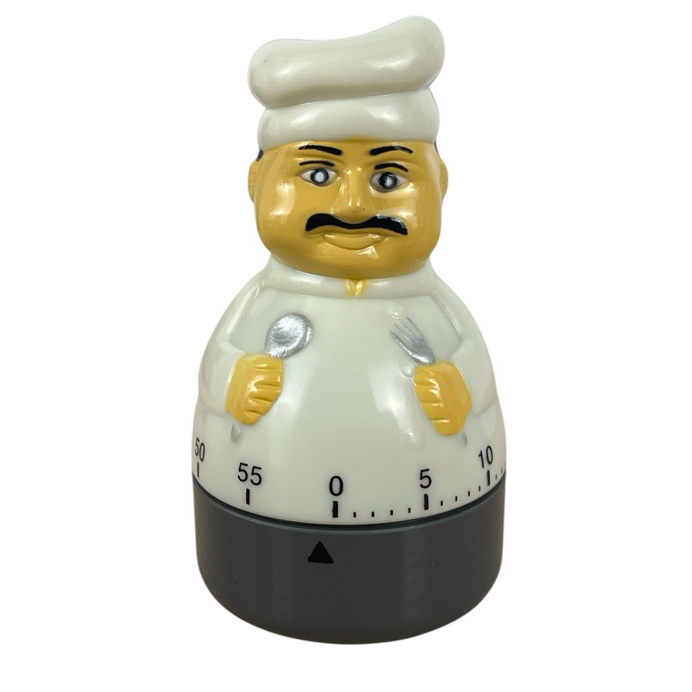 Chef Shaped 60 Minute Mechanical Kitchen Timer 4" Tall Tested Works