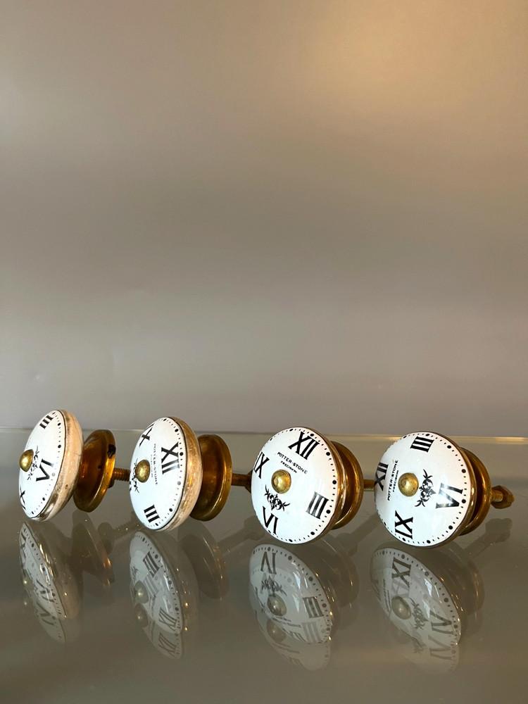 Vintage Clock Face Cupboard Knobs set of four
