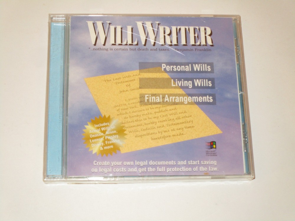 Will Writer Software CD-ROM   WINDOWS   SEALED
