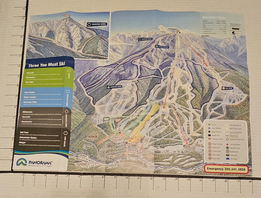 2014 PANORAMA SKI AREA CANADA TRAIL MAP. MINT