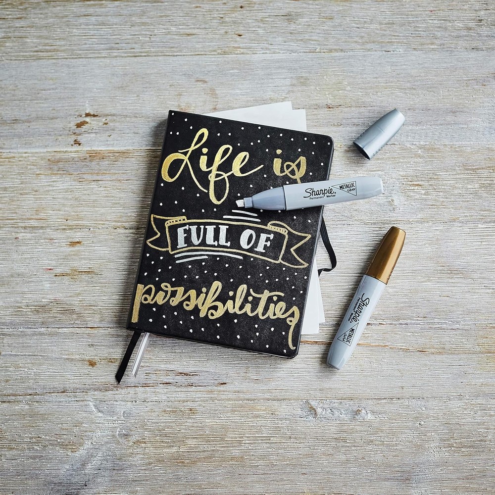 Chisel Tip Metallic Permanent Markers - 3 Pack, Versatile for All Projects