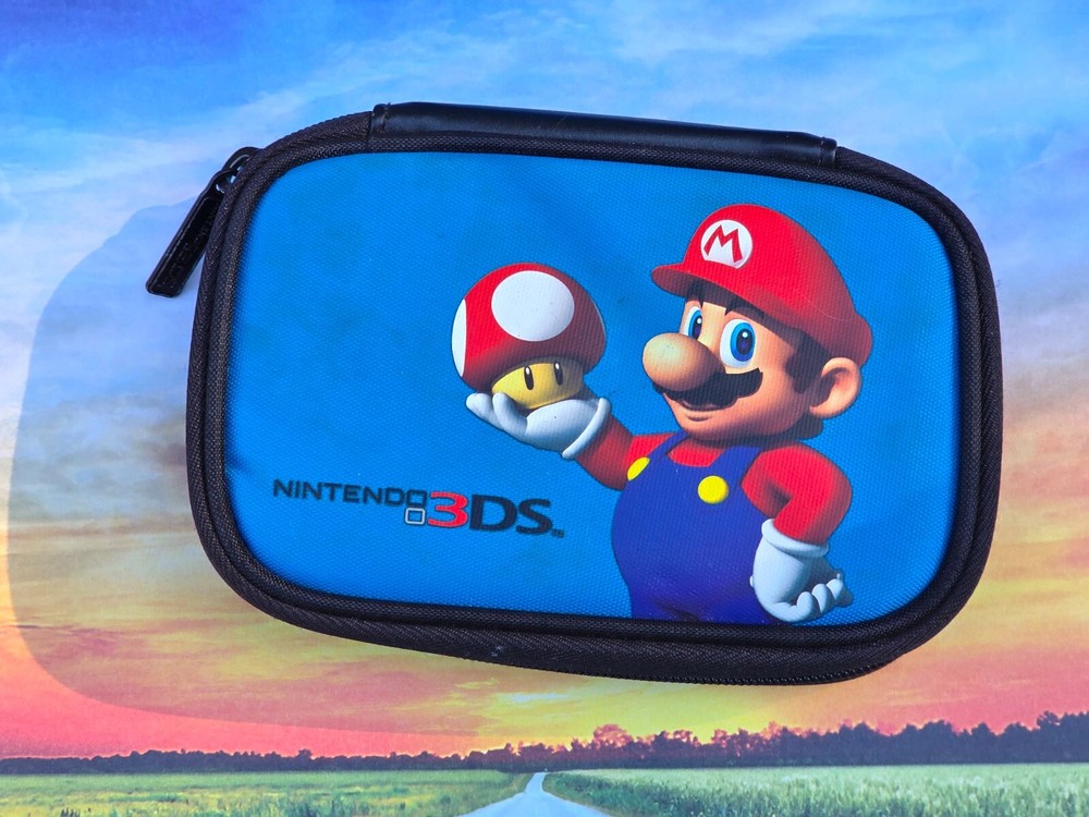 NINTENDO 3DS SUPER MARIO BLUE ZIPPERED CASE EUC