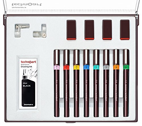 Isomars Technical Extra Fine Drawing Pen Set 0F 8,Black