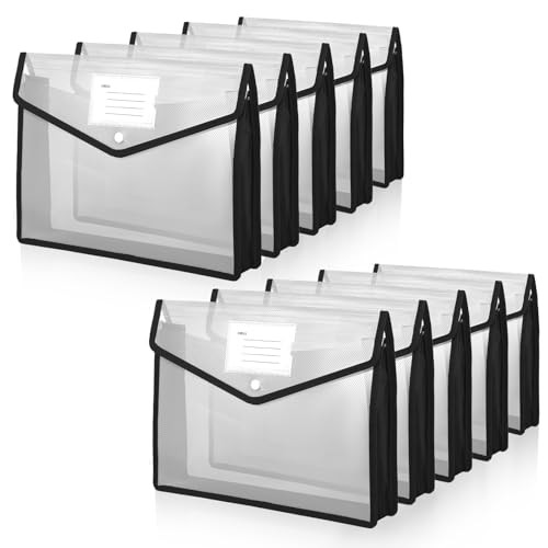 10-Pack Plastic File Folders Expanding Document Organizer with Snap Closure,