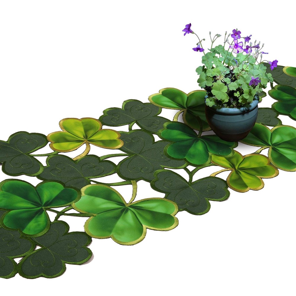 Simhomsen Embroidered Irish Clover Rectangle Table Runner St. Patrick’s Day