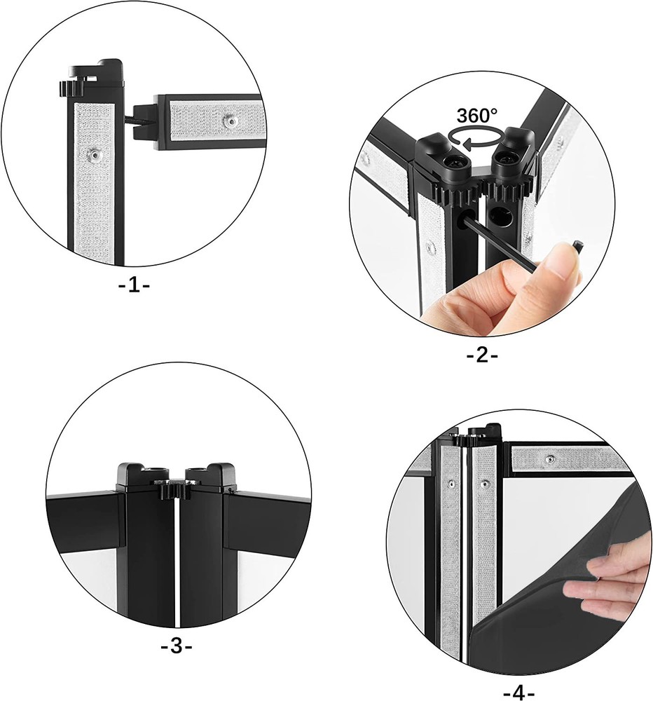 PRORECK 4-Panel DJ Facade Scrim Black & White Foldable Metal Booth w/ Carry Case