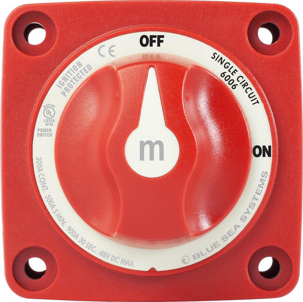 Red Battery Switch with Electronic Control Multiple Mounting Options for Mari...