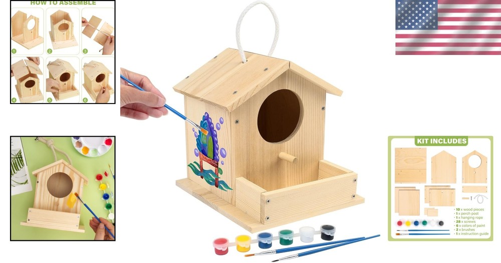 Creative Birdhouse Building Set for Children - Includes Paints & Brushes!