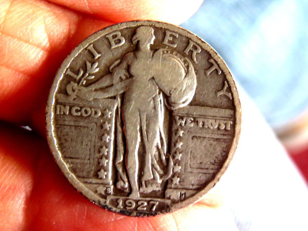 Nice Original 1927-S 25c Standing Liberty Silver Quarter D8