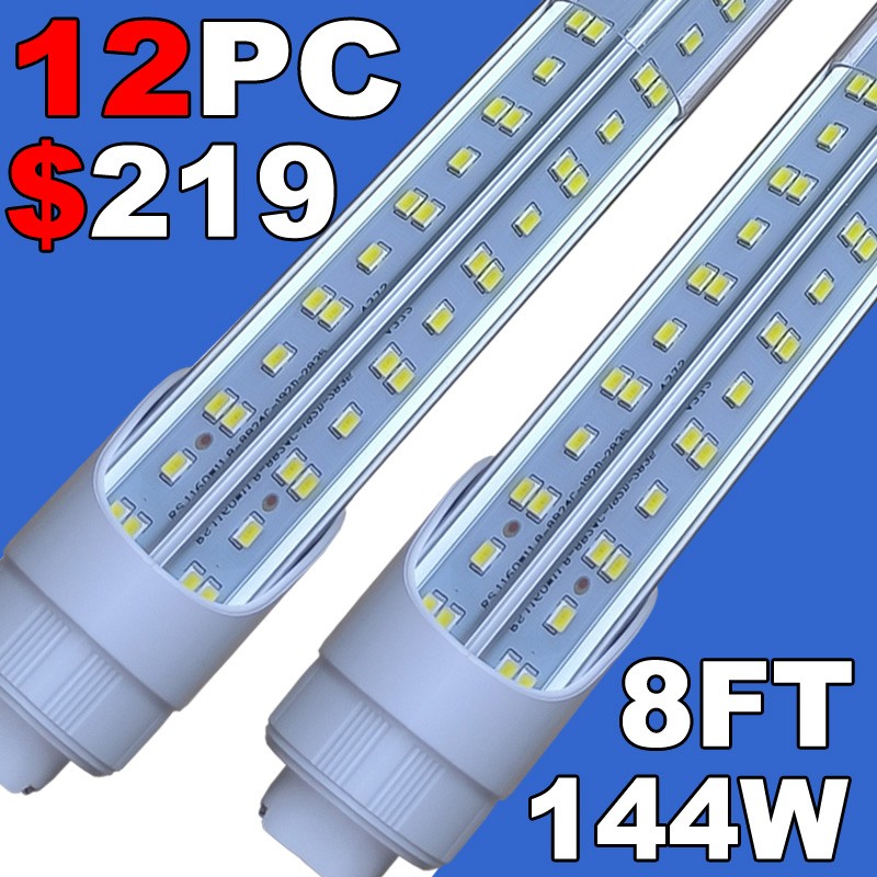 T8 R17D HO 8FT Led Tube Light 8 Foot Led Bulbs 144W 12PC Led Shop Light 6500K