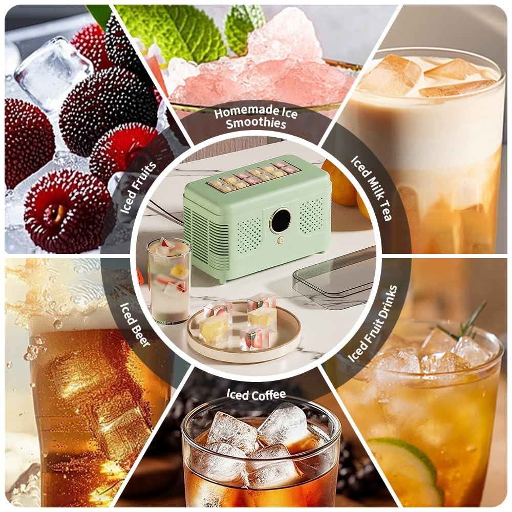 Portable Ice Maker, Fast Ice Making, Quiet, Energy-Efficient