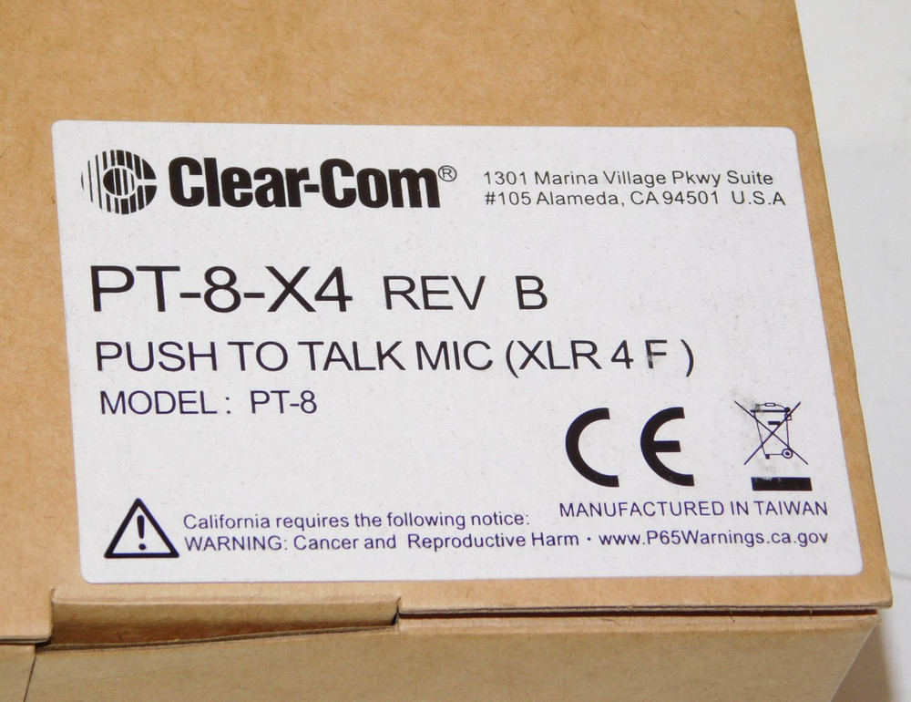 New Clear Com PT-8-X4 Push to Talk Handheld Microphone XLR 4 Pin Intercom Mic