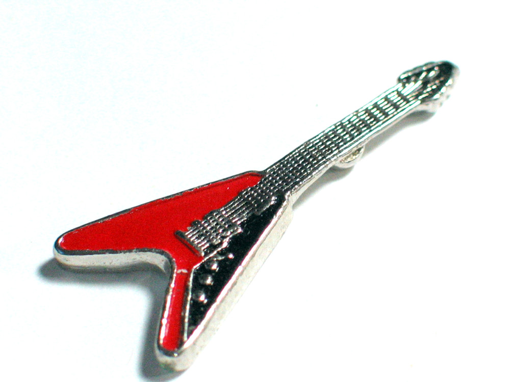 Guitar Pin , V Guitar Lapel Pin (Red)  *