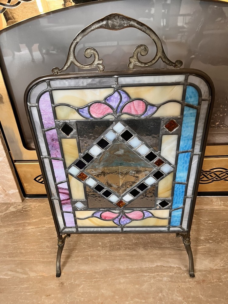 Stained Glass Fireplace Screen