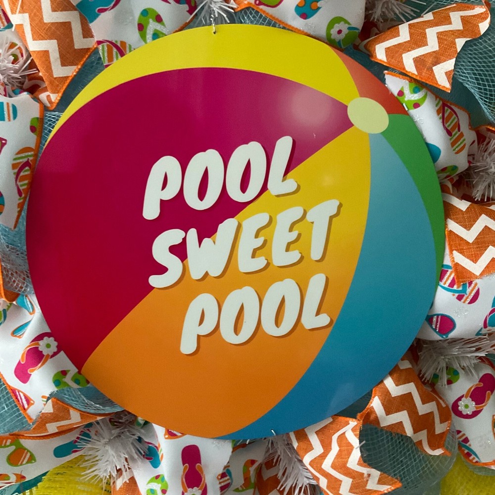 Summer Wreath Pool Sweet Pool Handmade Deco Mesh