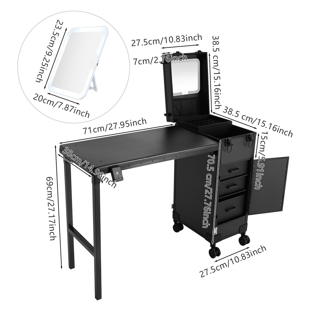 Professional Rolling Makeup Train Case Cosmetic Trolley Makeup Storage Organizer