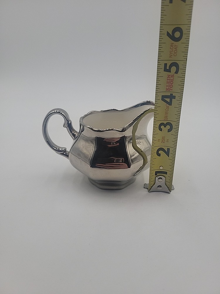 Vintage Bella Lux Ceramic Reflective Silver Tone Creamer