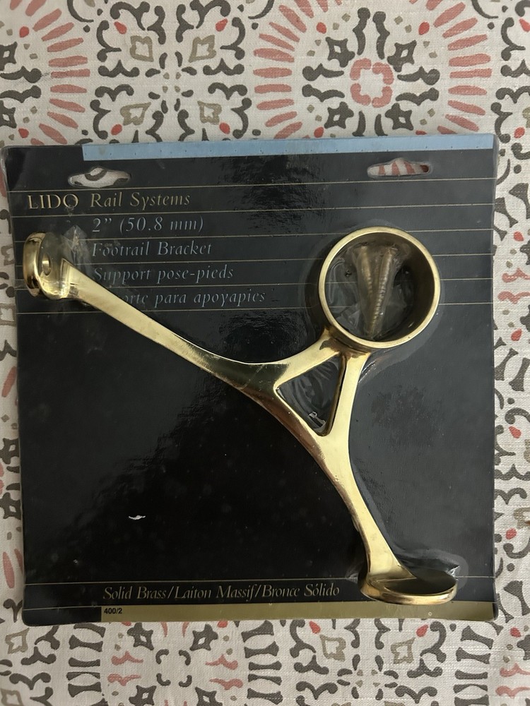 NEW Lido Rail Systems Brass Support Foot Rail Bracket 2” #400/2 Solid Brass NEW