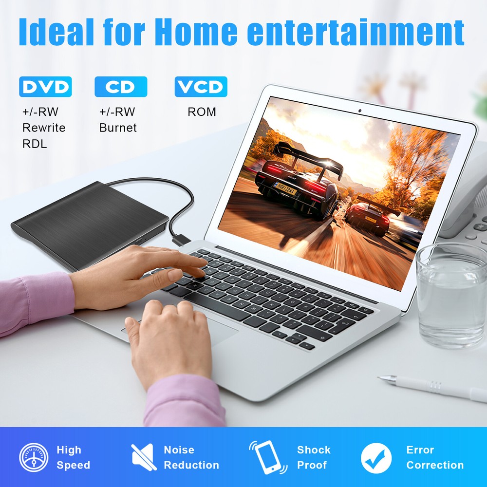 USB 3.0 External CD/DVD Drive Burner Reader Writer Player for Laptop,PC Desktops