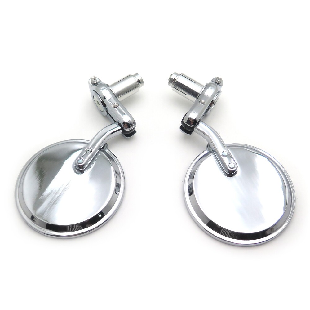 Chrome Foldable Universal Motorcycle Round 1" 25 mm Handle Bar End Side Mirrors