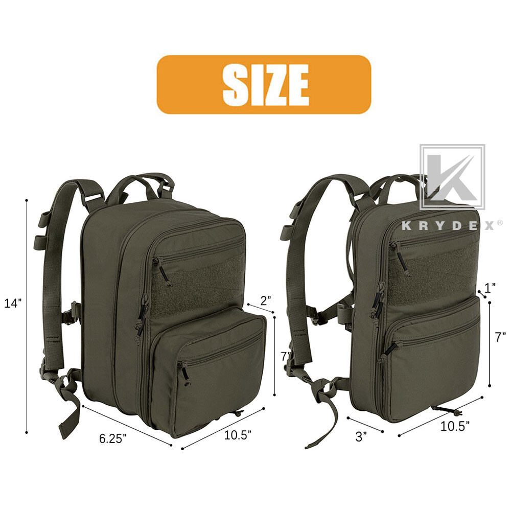 KRYDEX D3 Flatpack Tactical Expandable Backpack 23L MOLLE Travel Expanded Pack