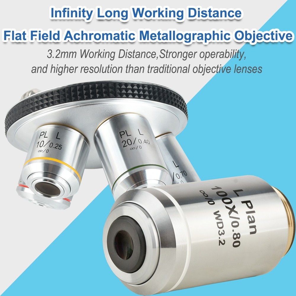 100X Infinity Flat Field Metallurgical Objective Lens Working Distance 3.2mm