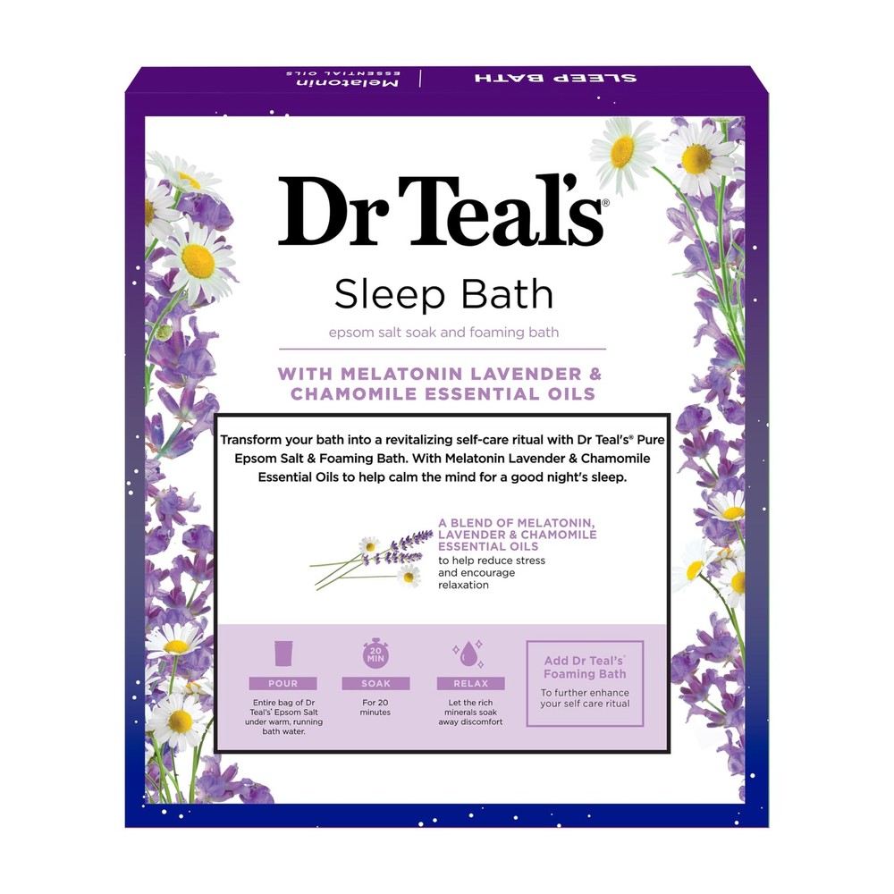 Dr Teal's Melatonin Essential Oils Bath Sampler Set Epsom Salt Foaming Bath