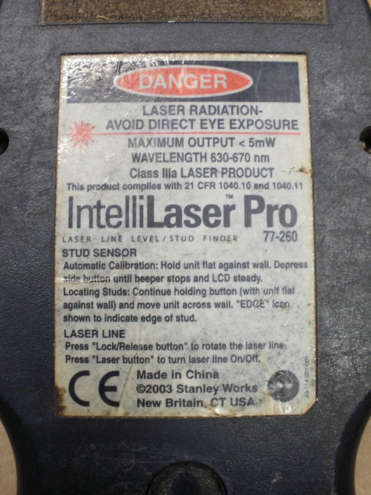 Stanley Laser Level Square, Stud Sensor / Finder