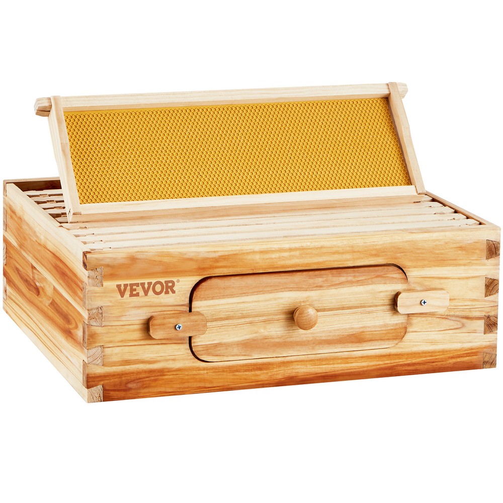 VEVOR Bee Hive Langstroth Medium Beehive Kit 10 Frames Acrylic Bee Windows