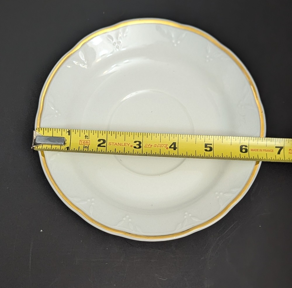 White & Gold W/ Embossed Pattern And Gold Painted Wheat Pattern On Cup