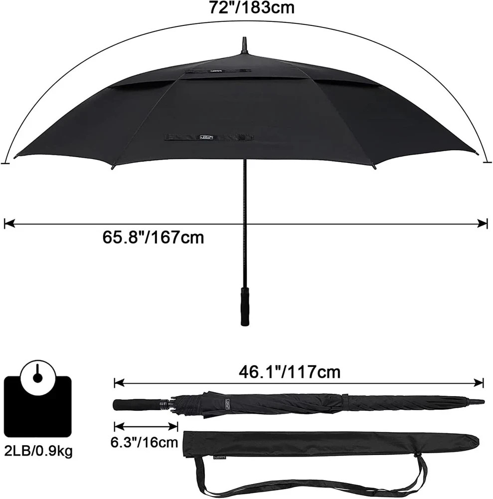 72 Inch Huge Large Oversize Golf Umbrella Automatic Open Double Canopy Windproof