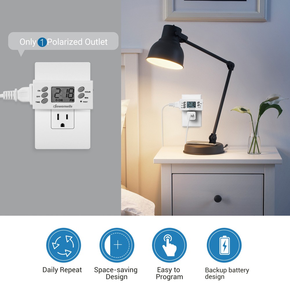 DEWENWILS 2 Pack Light Timer, Digital Programmable Plug-in Lamp Timer Switch